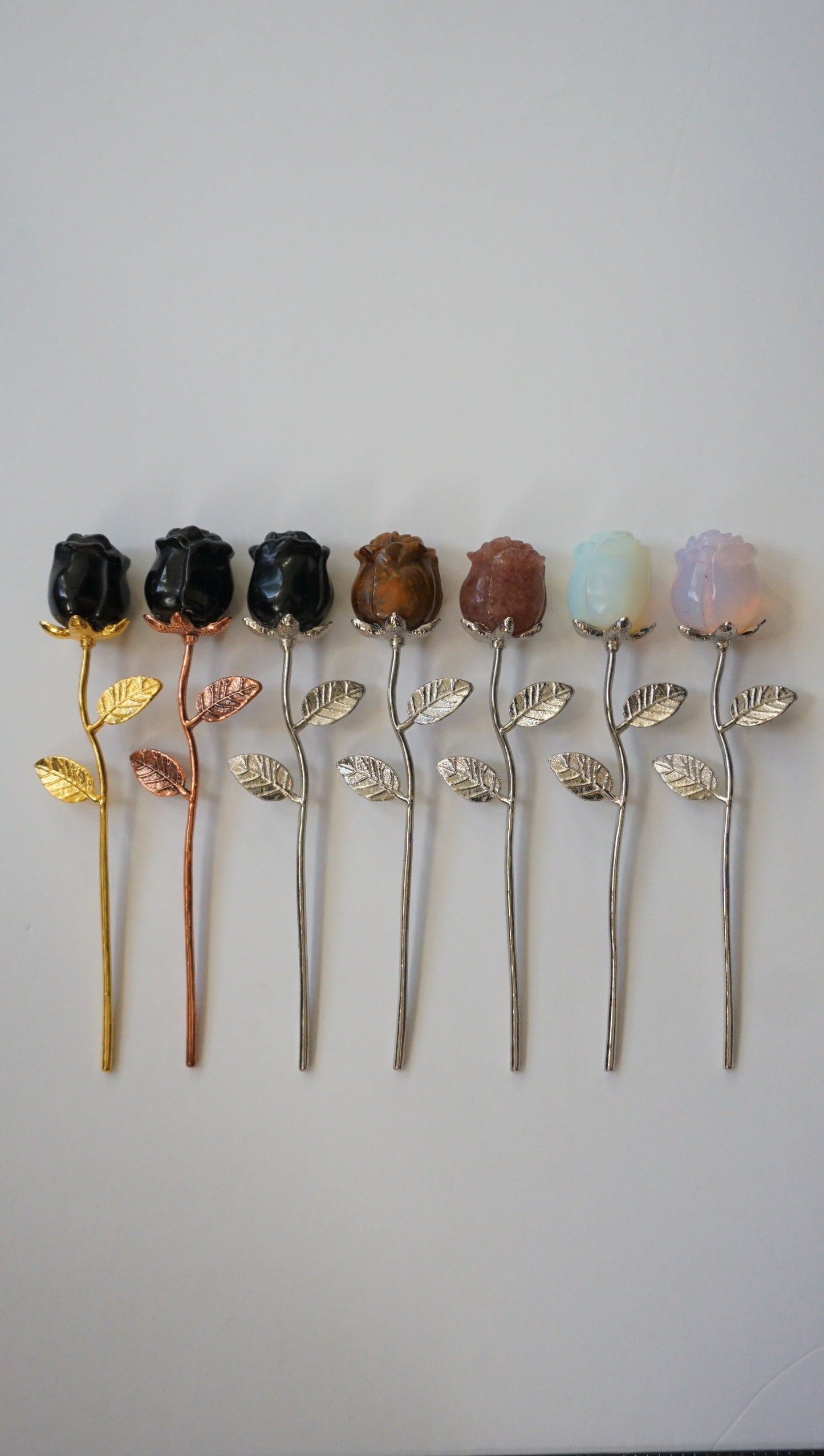 Crystal Roses with Silver Stem