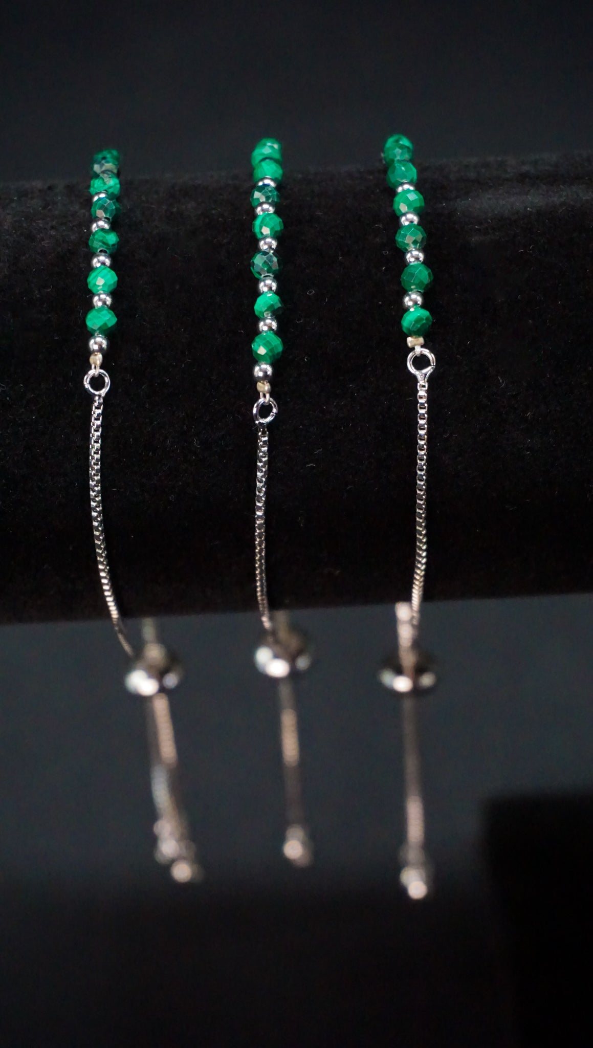Malachite Cluster Silver Bolo Bracelet