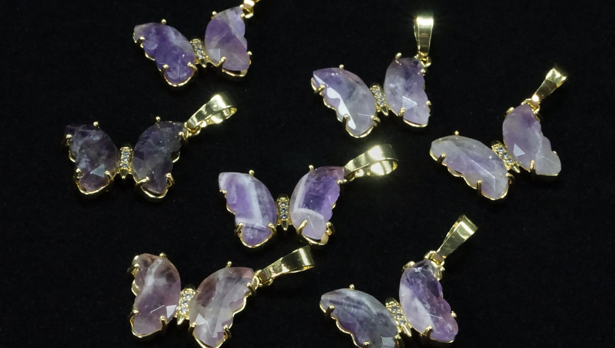 Amethyst Butterfly Charm