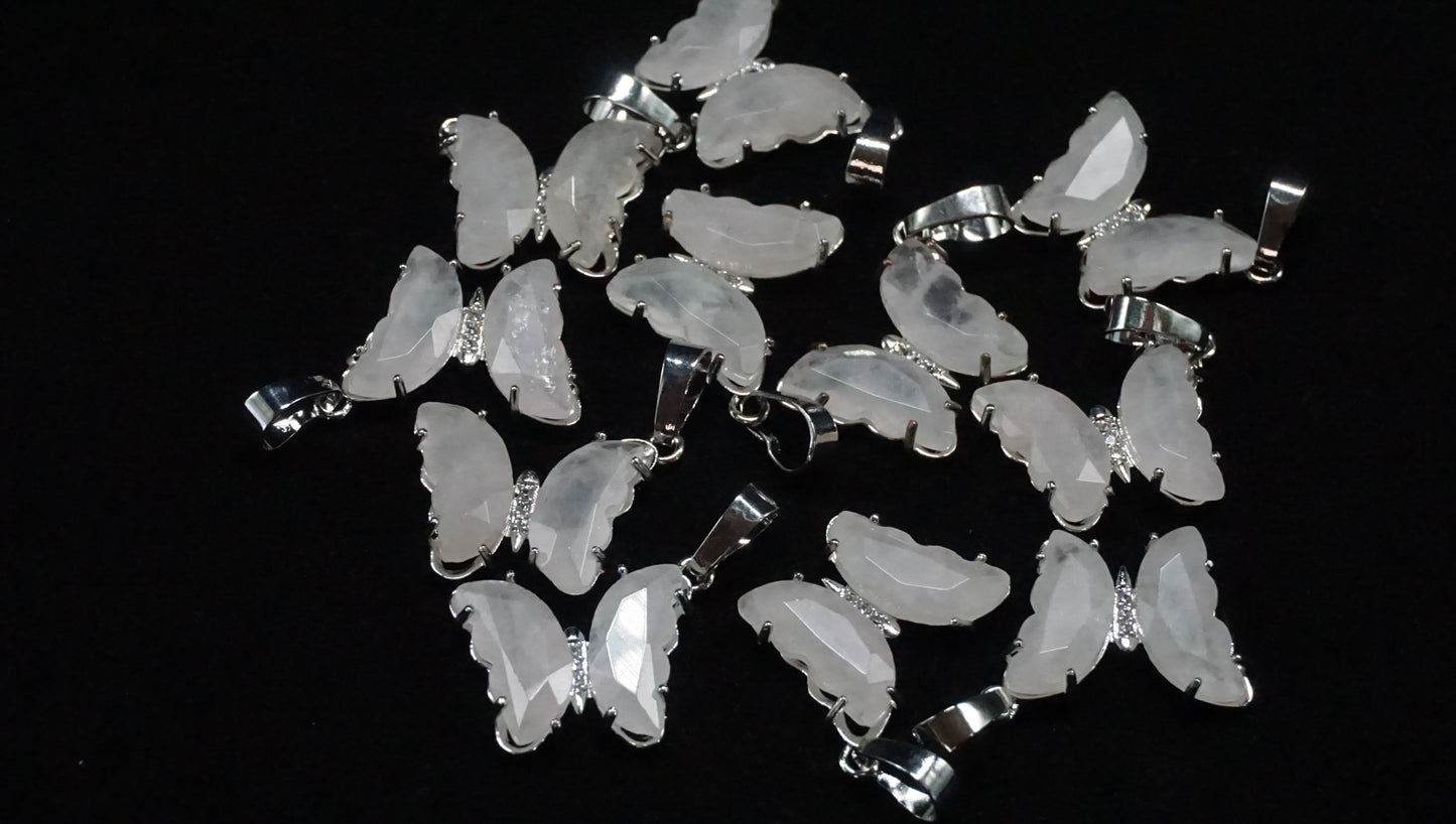 Clear Quartz Butterfly Charm