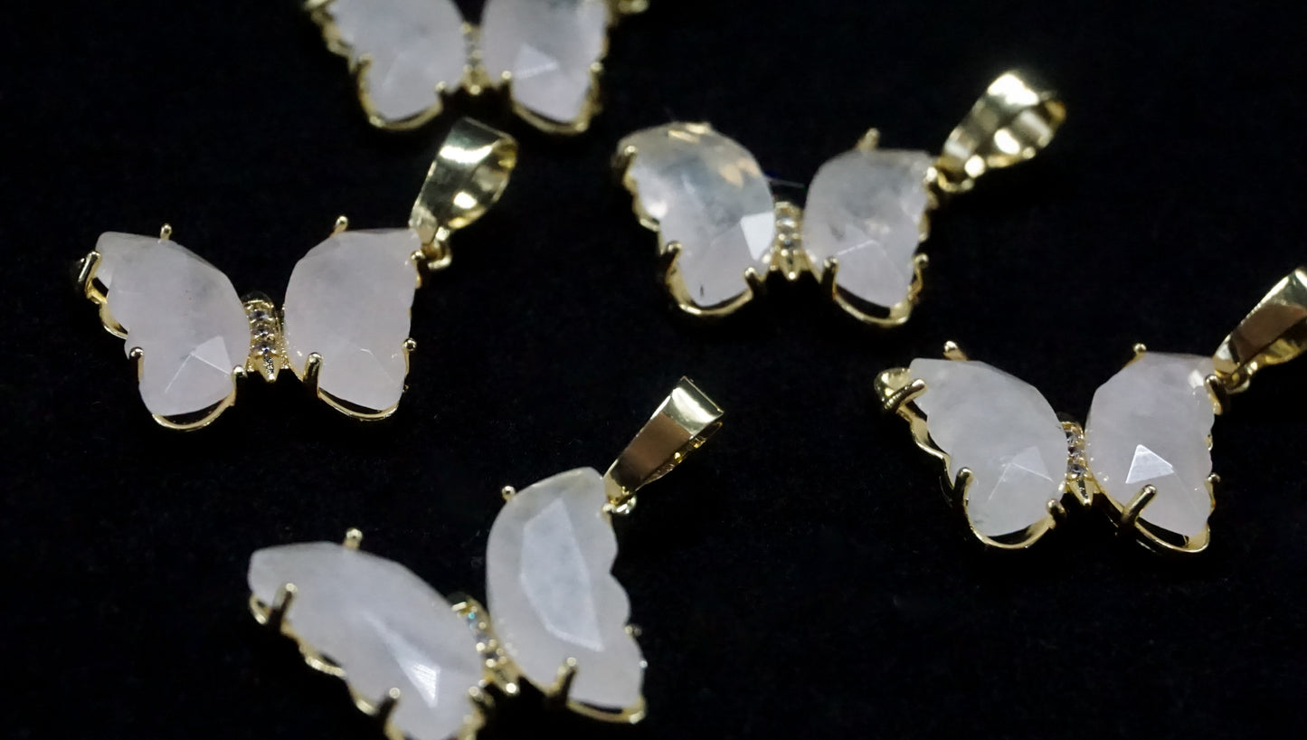 Clear Quartz Butterfly Charm
