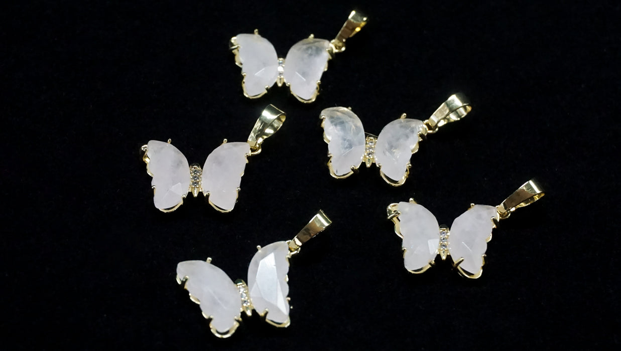 Clear Quartz Butterfly Charm