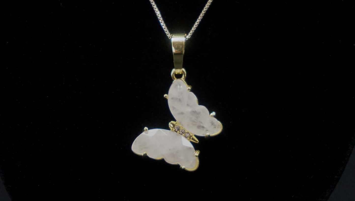 Clear Quartz Butterfly Charm