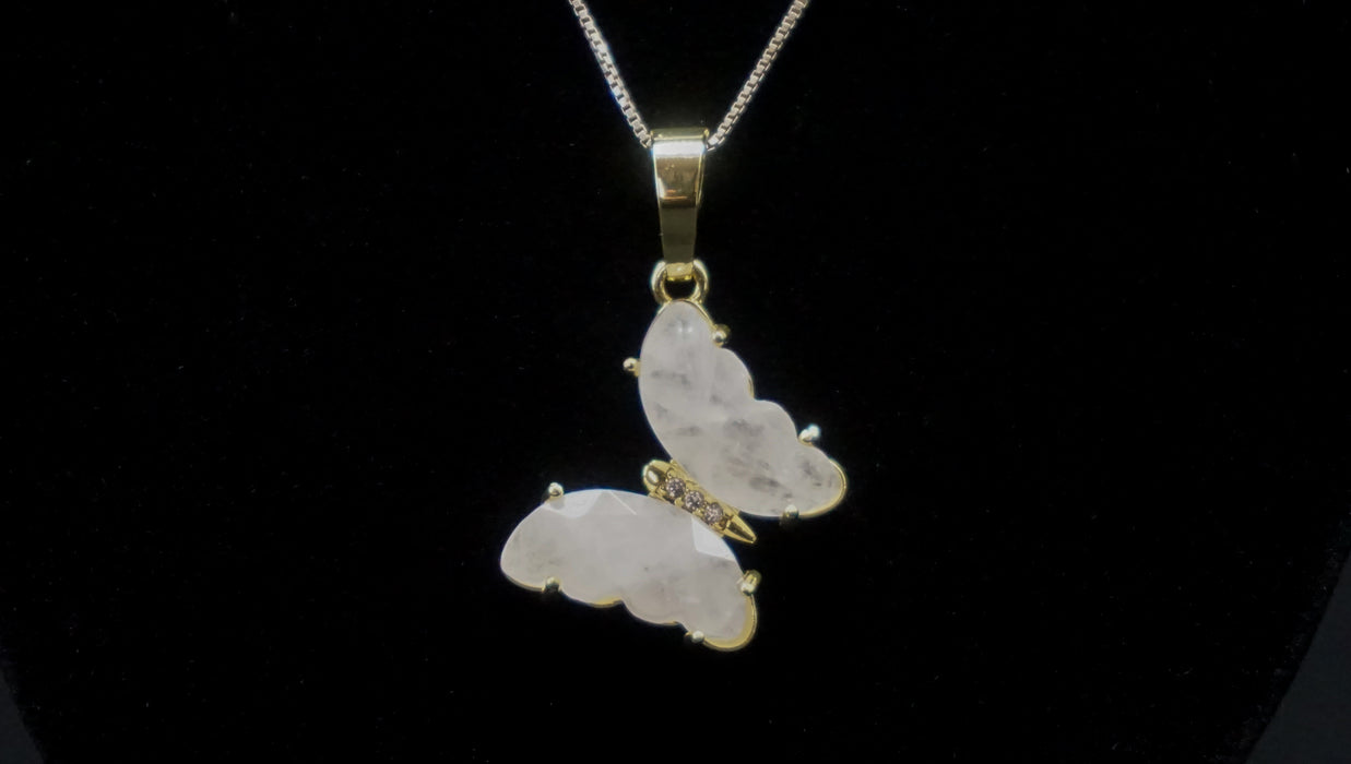 Clear Quartz Butterfly Charm
