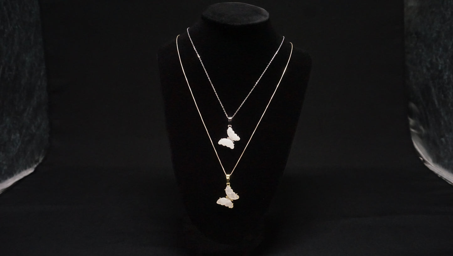 Clear Quartz Butterfly Charm