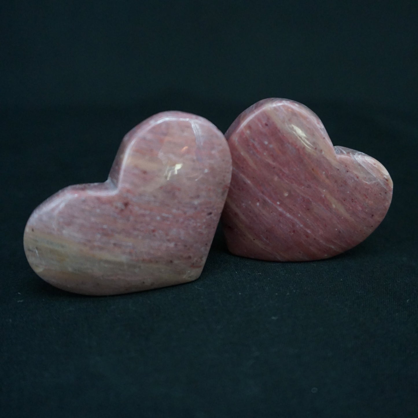 Pink Petrified Wood Hearts