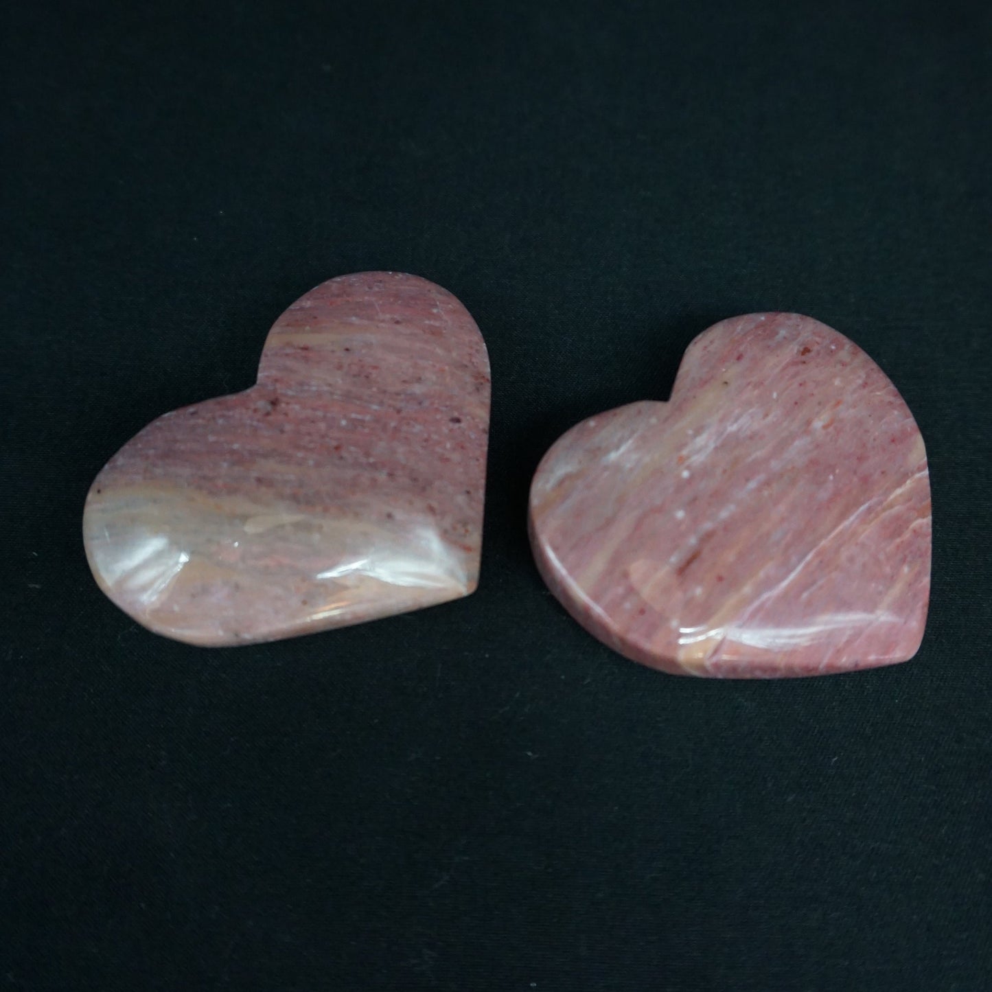 Pink Petrified Wood Hearts