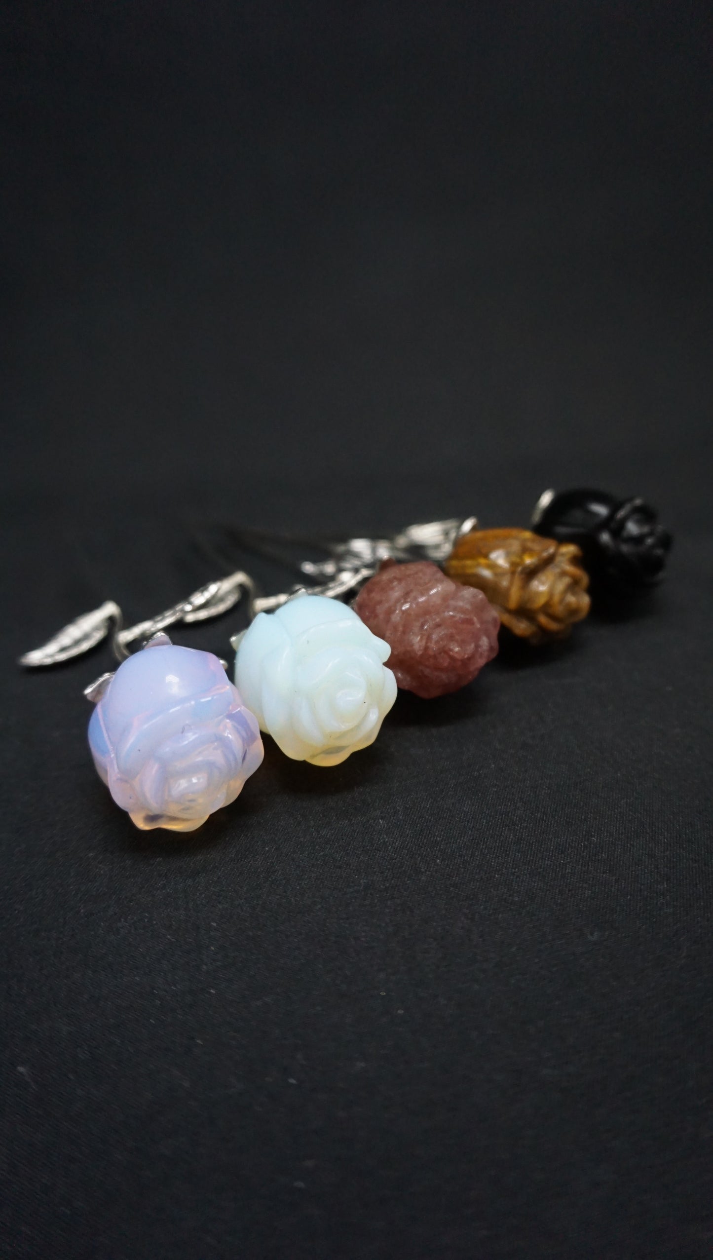 Crystal Roses with Silver Stem