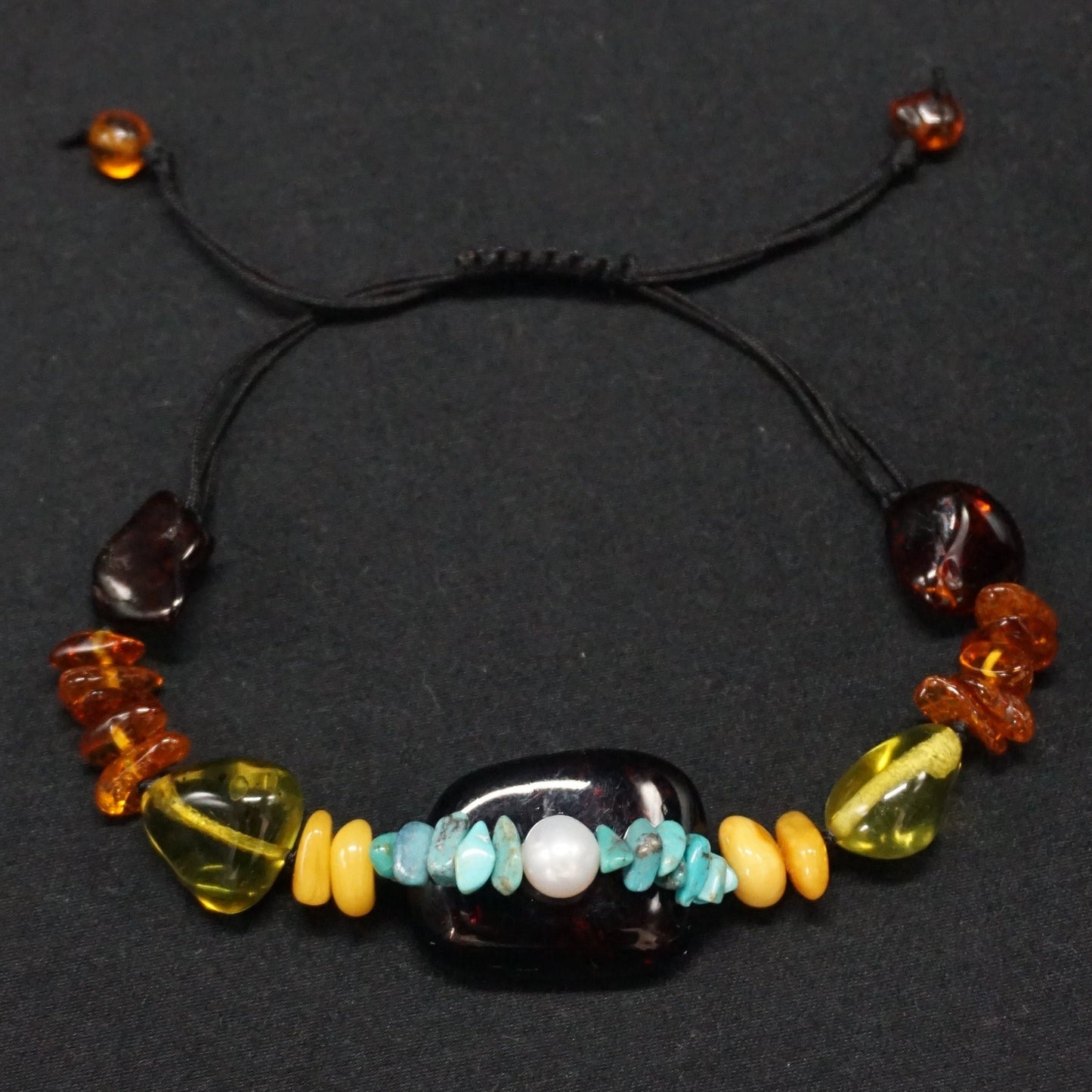 Jasper, Amber, Turquoise, Pearl Bracelet