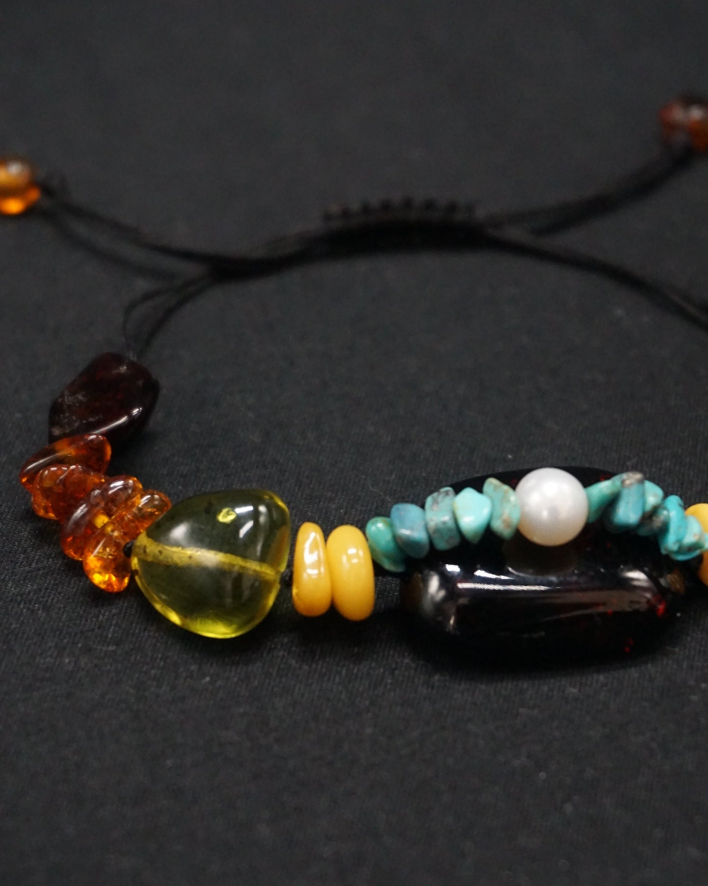 Jasper, Amber, Turquoise, Pearl Bracelet