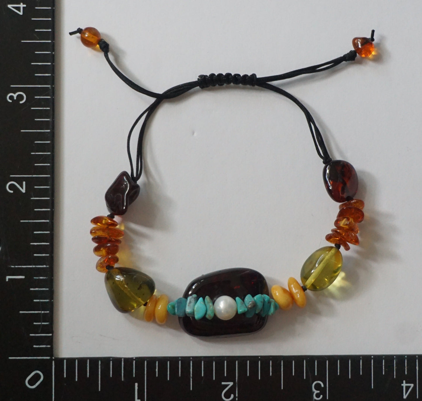 Jasper, Amber, Turquoise, Pearl Bracelet
