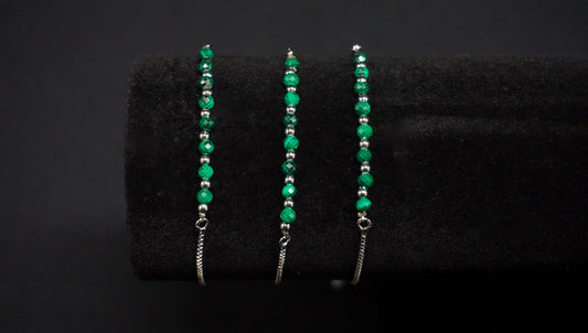 Malachite Cluster Silver Bolo Bracelet