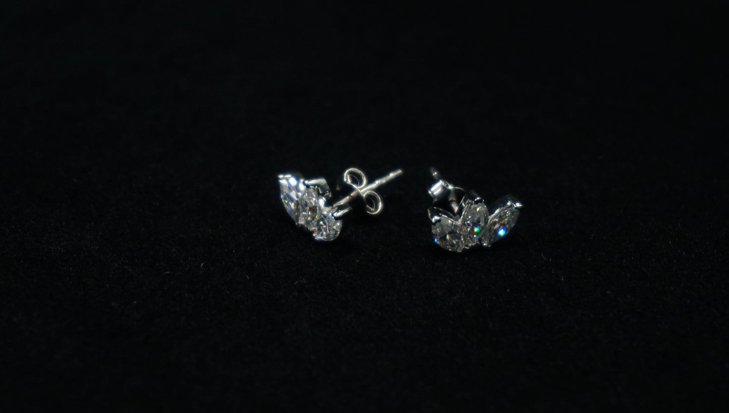 Moissanite 3 leaf Stud Earrings