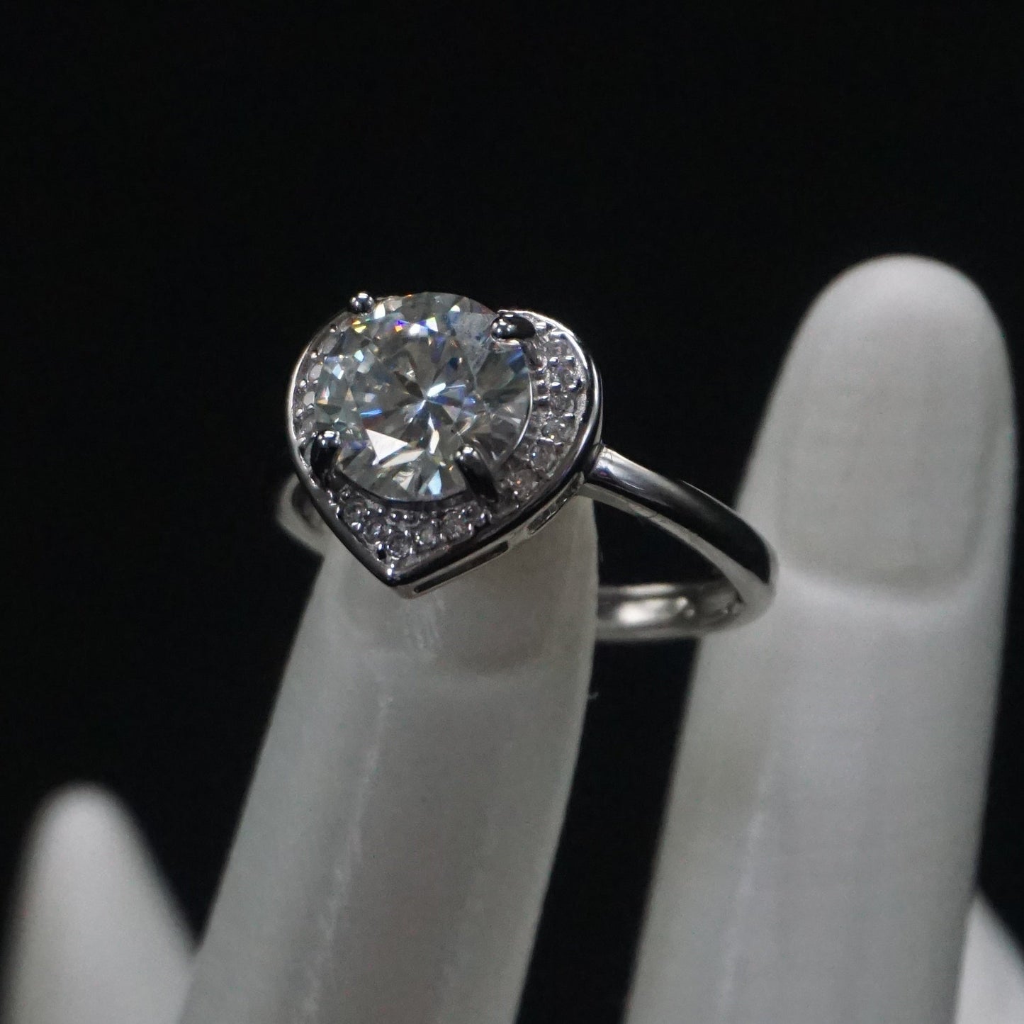 Moissanite Adjustable Heart Ring