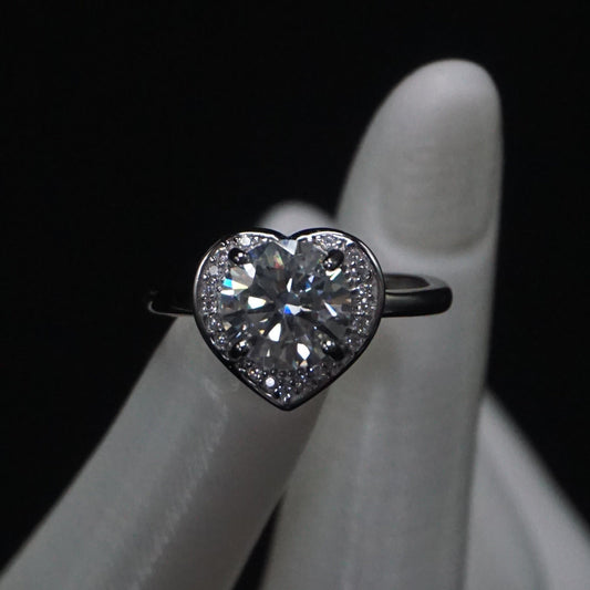 Moissanite Adjustable Heart Ring