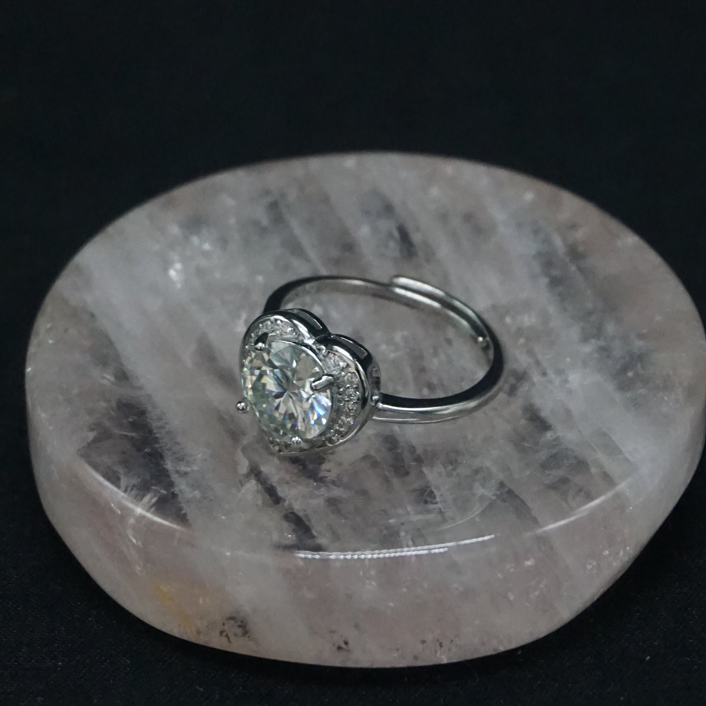 Moissanite Adjustable Heart Ring
