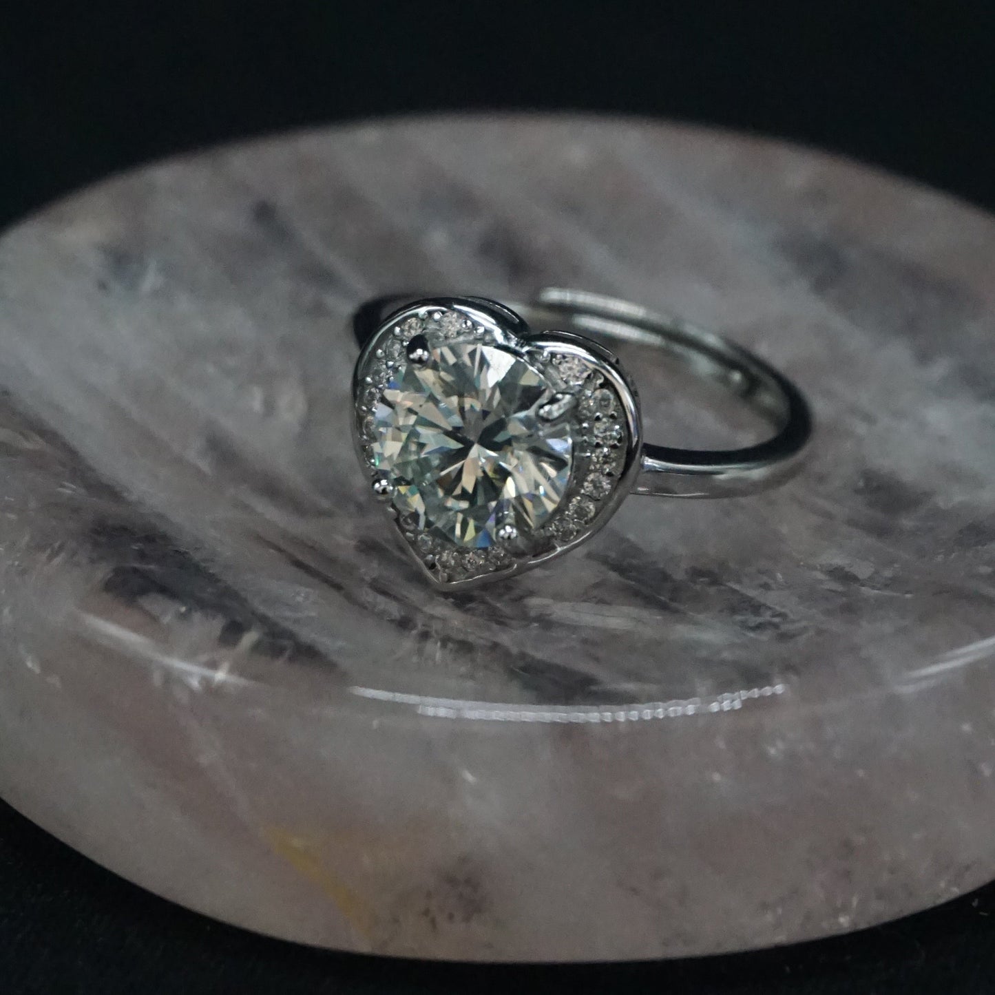 Moissanite Adjustable Heart Ring