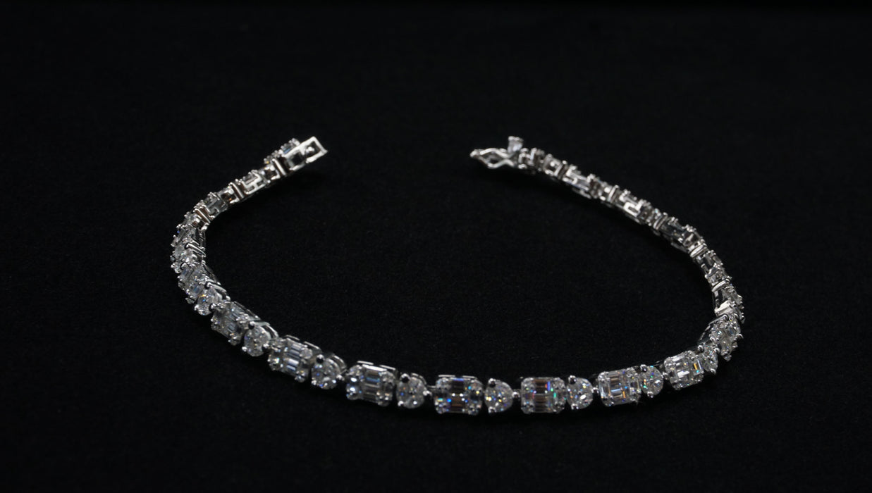 Moissanite Emerald-Cut Tennis Bracelet