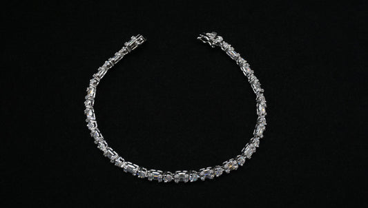 Moissanite Emerald-Cut Tennis Bracelet