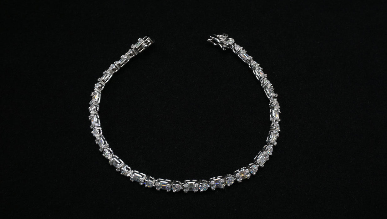 Moissanite Emerald-Cut Tennis Bracelet