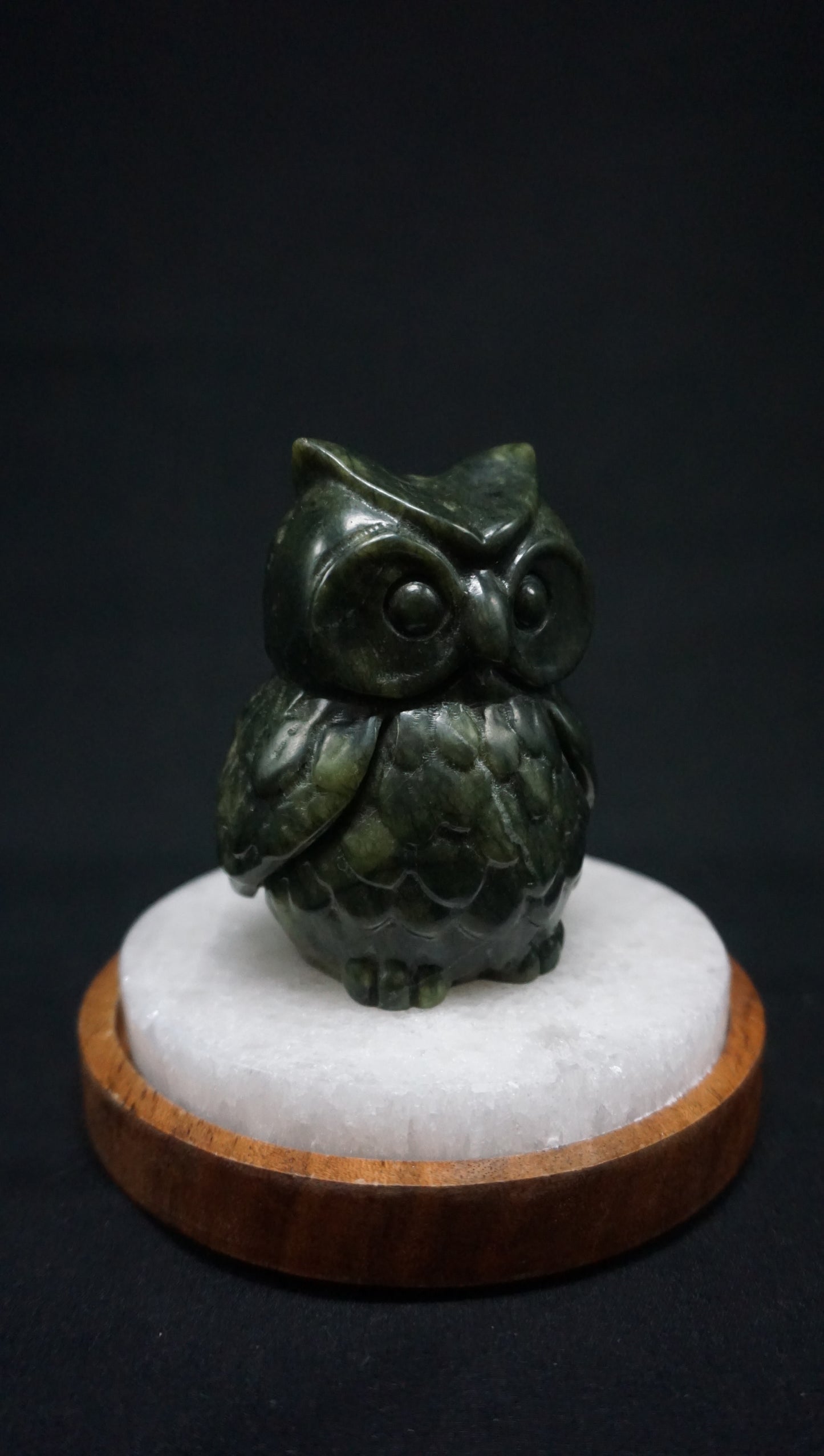 Serpentine Green Jade Owl