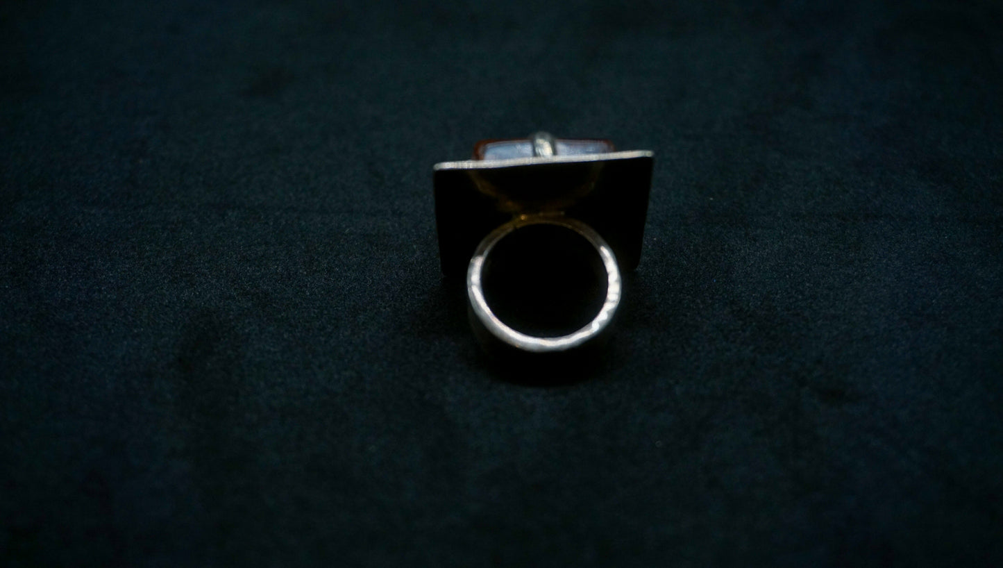 Square Amber Statement Ring