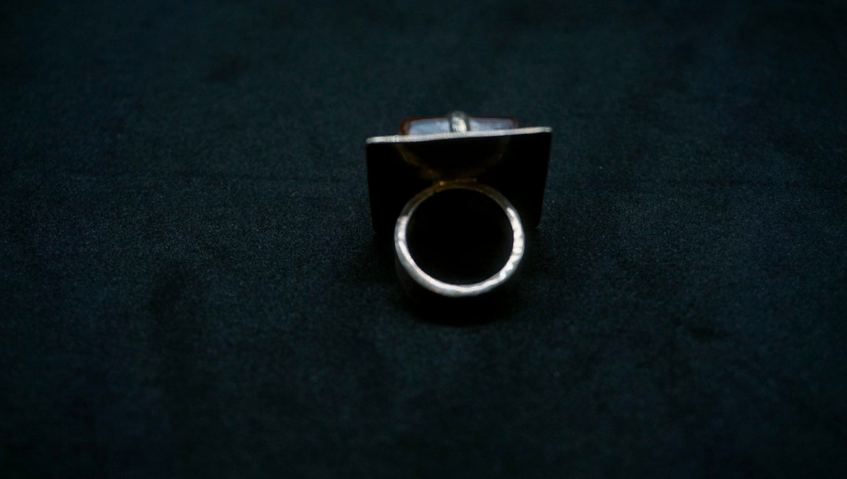 Square Amber Statement Ring